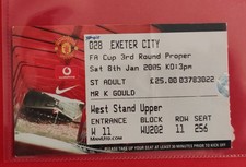 Manchester Utd Vs Exeter City  Match Ticket 2004/05 FA Cup 3rd Round