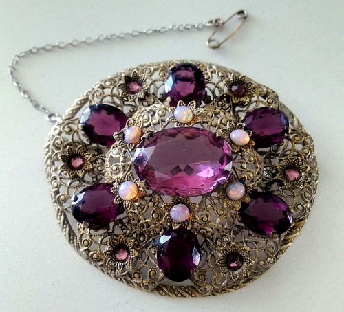 Vintage czech brooch - vintage, amethyst