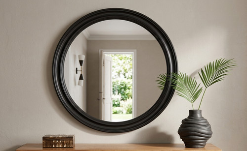Round black wall - round, mirror