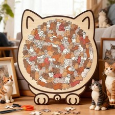 Wooden Cat Shaped Jigsaw