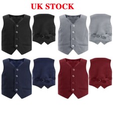 UK Boys 4 Button Solid Color Formal Suit Waistcoat Party Dressy Gentleman Vest