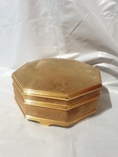 Velour Covered Vintage Musical Octagon Jewellery Box Inner Mirror