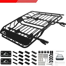 Universal Roof Rack With Black Roof Rack Cargo Basket With Heavy-Duty Steel Car