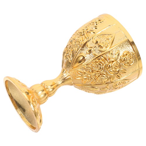 Golden medieval brass goblet - golden,