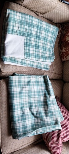 Green check curtains and - green,
