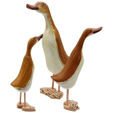 3Pcs Wooden Duck Decor Handcrafted Animal Sculpture for Gift