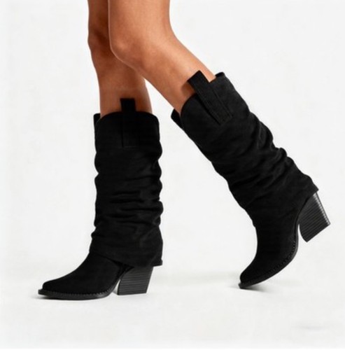 Cowboy boot black faux - boot,