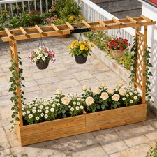 Wood Planter with Trellis for