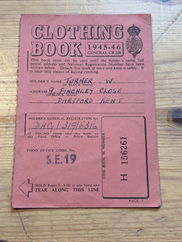 1945 clothing ration book - clothing,