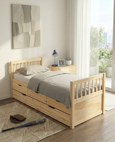 3ft pine trundle bed - pine,