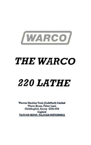 Warco 220 lathe instruction
