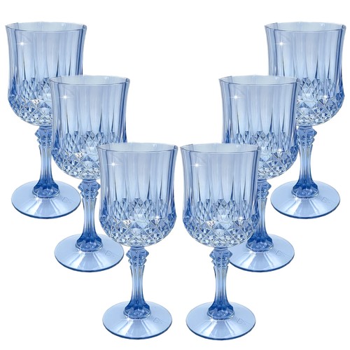 Blue cut glass wine - cut, goblets