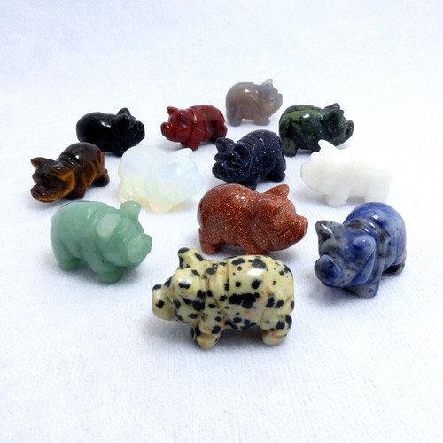 Gemstone pig hand carved - gemstone,