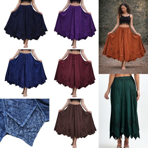 Boho embroidered maxi - maxi, skirt