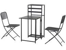 Balcony Set, 2 Seater, Table, 2 Chairs, Aluminium, Folding, 110kg - A