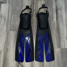 Atomic Aquatics Split Fin Blue Size XL Adjustable Straps Open Heel Scuba Dive