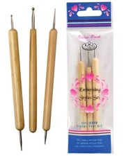 WOODEN EMBOSSING STYLUS CRAFT TOOLS 3 PART SET & 5 VARIOUS SIZE BALL ENDS RD90