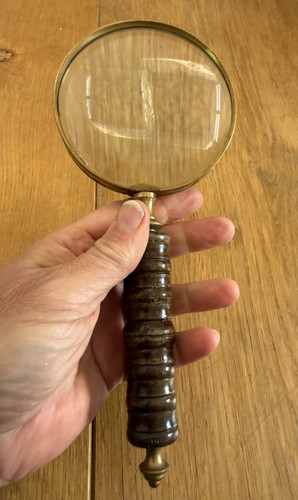 Antique magnifying glass brass - glass,
