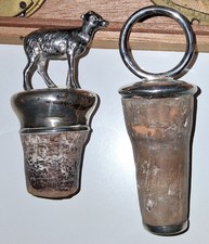 2 Solid Silver Decanter Bottle Stoppers - One Hallmarked for Sheffield 