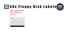 Premium Black Self-Adhesive 50x Labels for 3.5" Floppy Disks – Top Quality