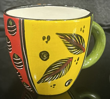 Studio Art Pottery Handcrafted Hand Painted Coffee Mug Artist Signed 16 oz