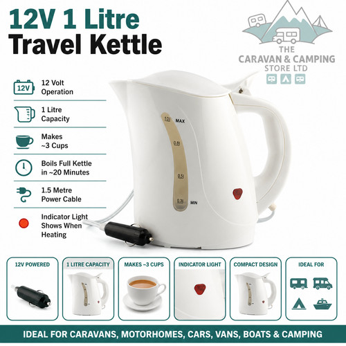 12v travel kettle - 1l, caravan