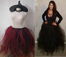 Long Tutu Black Purple Red Tulle LINED  skirt Net Witch Vixen Gothic wedding