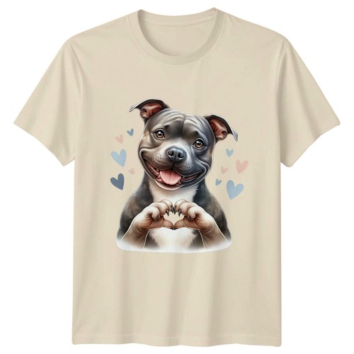 Staffy making heart sign - making,