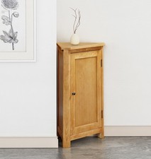 Corner Storage Cupboard, Oak Veneer Wooden Low Cabinet with Shelf, Display Unit