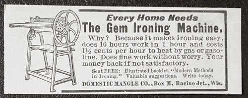 1901 gem ironing machine - ad~gem,