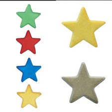 12 Edible Sugar Stars - Cake Decorations - Red-Yellow-Blue-Green-Gold or Silver