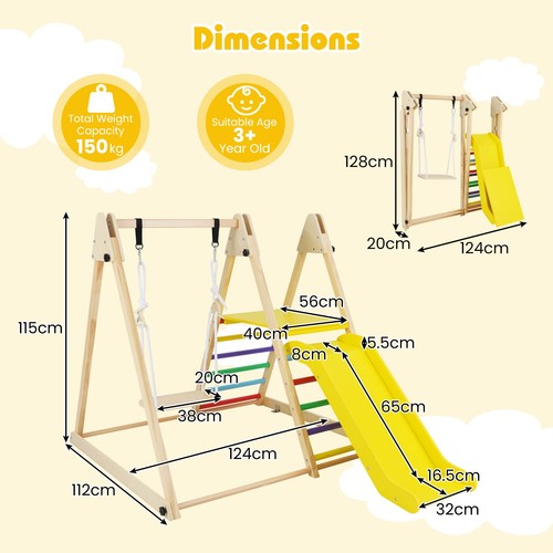 Foldable wooden jungle - 3-in-1,