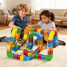 Electric Train Set, Track Fusion Toys, Magic Rail Cube Train Set, DIY Cube Track