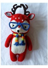 hand knitted reindeer toy