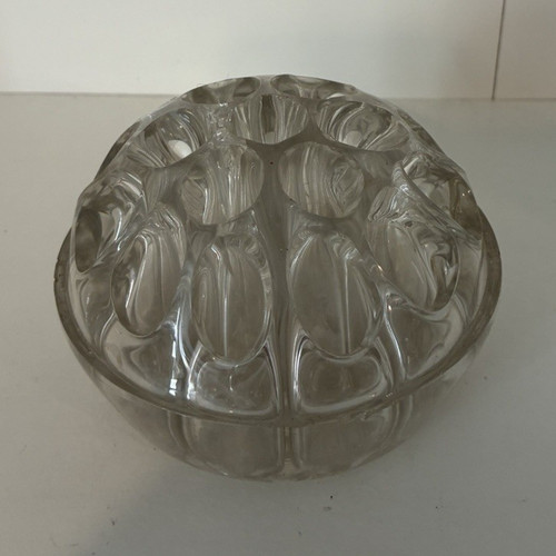 Round glass flower frog