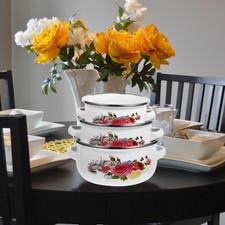 3 Pcs Enamel Stock Pot with Lid Enamelware Pots and Pans Cooking