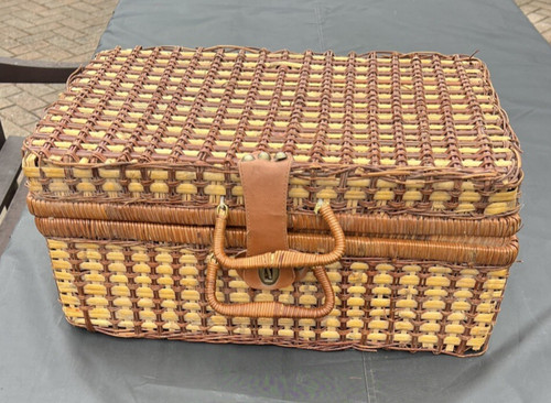 Vintage wicker picnic basket - vintage,