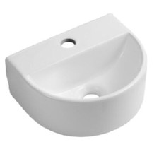 Bathroom Wash Sink Basin Round Small Ceramic Cloakroom Compact Wall Hung White