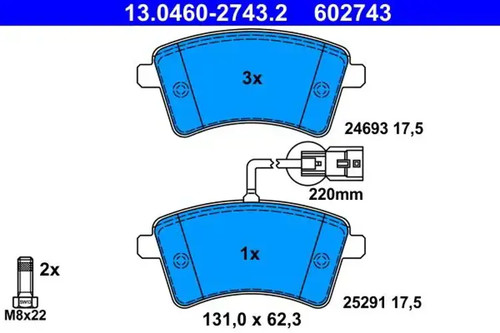 Brake pads 0460 - 13.0460-2743.2, ate
