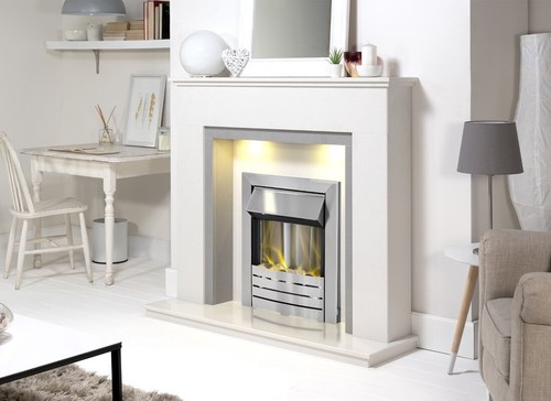 White marble grey - grey, fireplace