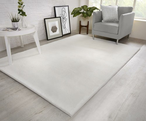 Natural faux rabbit fur rug - natural,