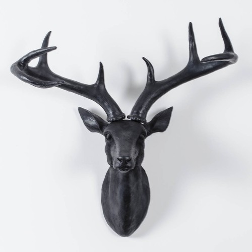 Wall mounted black stag - black,