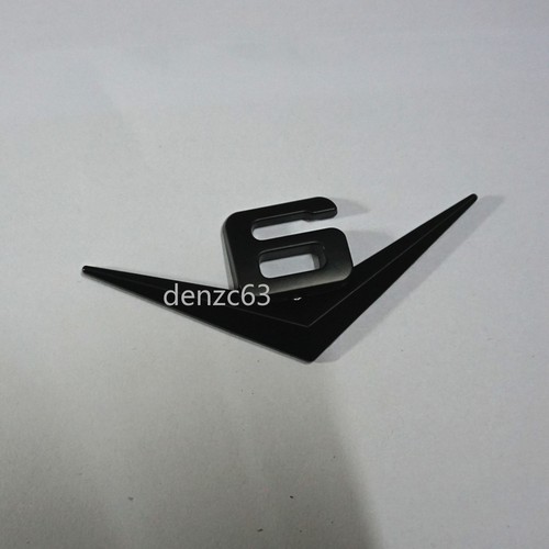 Matte black metal emblem - v6,