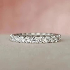 4.00 CT Round Cut Natural Diamond Wedding Full Eternity Band Ring 14k White Gold