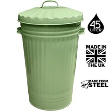 45l metal sage green bin waste