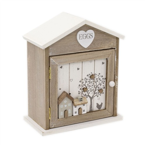 Hearts houses wooden egg - &,