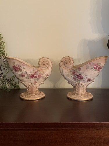 Rare pair antique nautilus - pair,