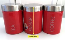 Set of 3 Red Canisters Kitchen