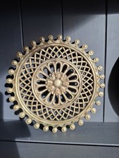 Vintage Heavy Round Brass Trivet 7.5" Pot Stand Fireplace