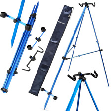 NGT SEA FISHING TRIPOD BEACH ROD STAND 2 SALT SEA FISHING RODS REELS BLUE 7ft